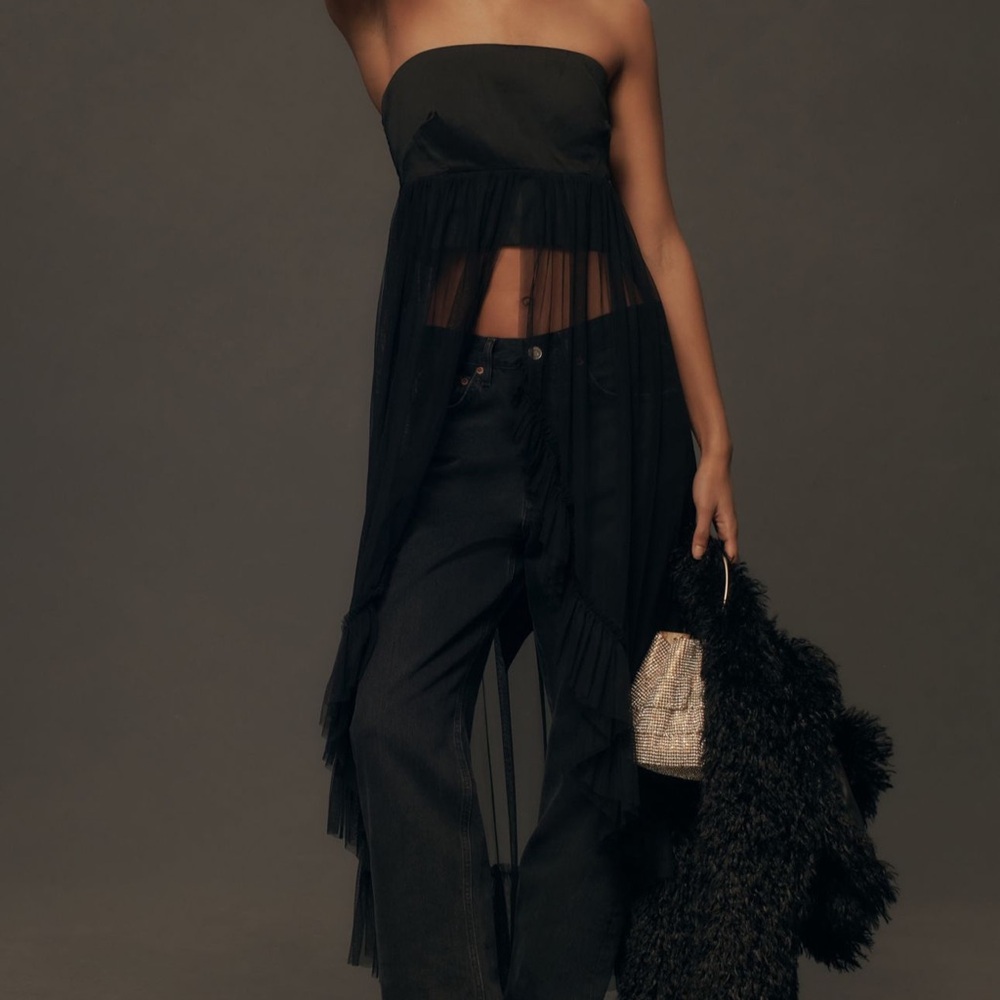 Anthropologie Black Strapless Tunic